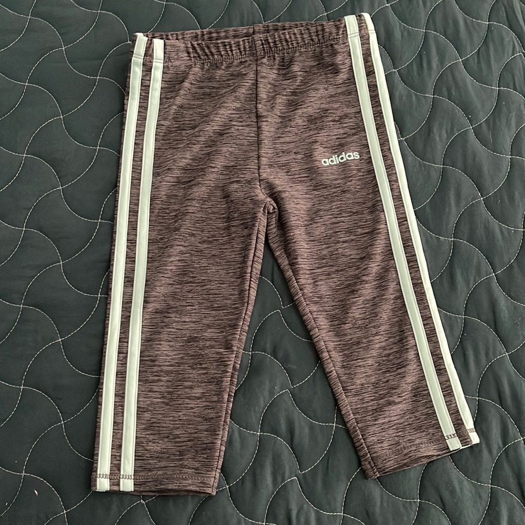 Adidas Sporty Capri Pant - Charcoal Grey And Mint Stripe